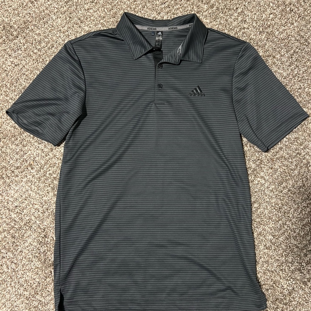 Adidas Men's Dark Gray Striped Polo